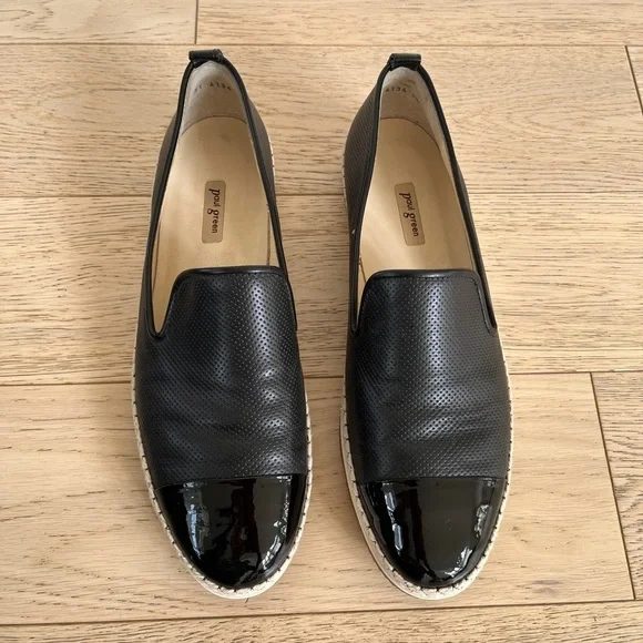 PAUL GREEN Posh Flat Loafer Espadrilles  Perforated Upper Patent Leather Toe Cap - Picture 5 of 16